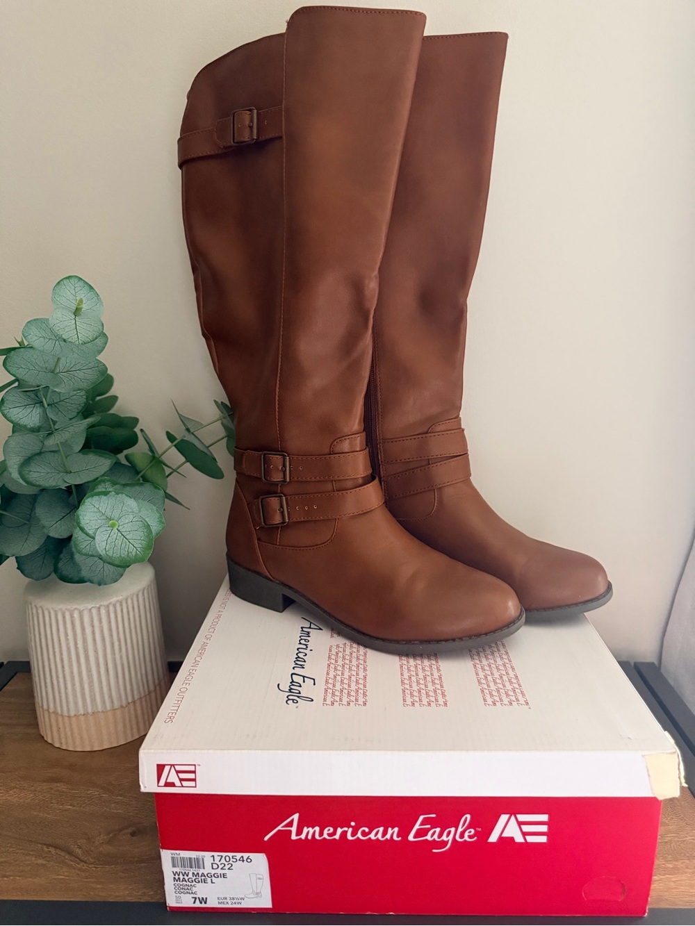 American Eagle Outfitters Over-the-Knee Buckled Boots in Cognac | Extended Calf